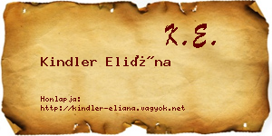 Kindler Eliána névjegykártya